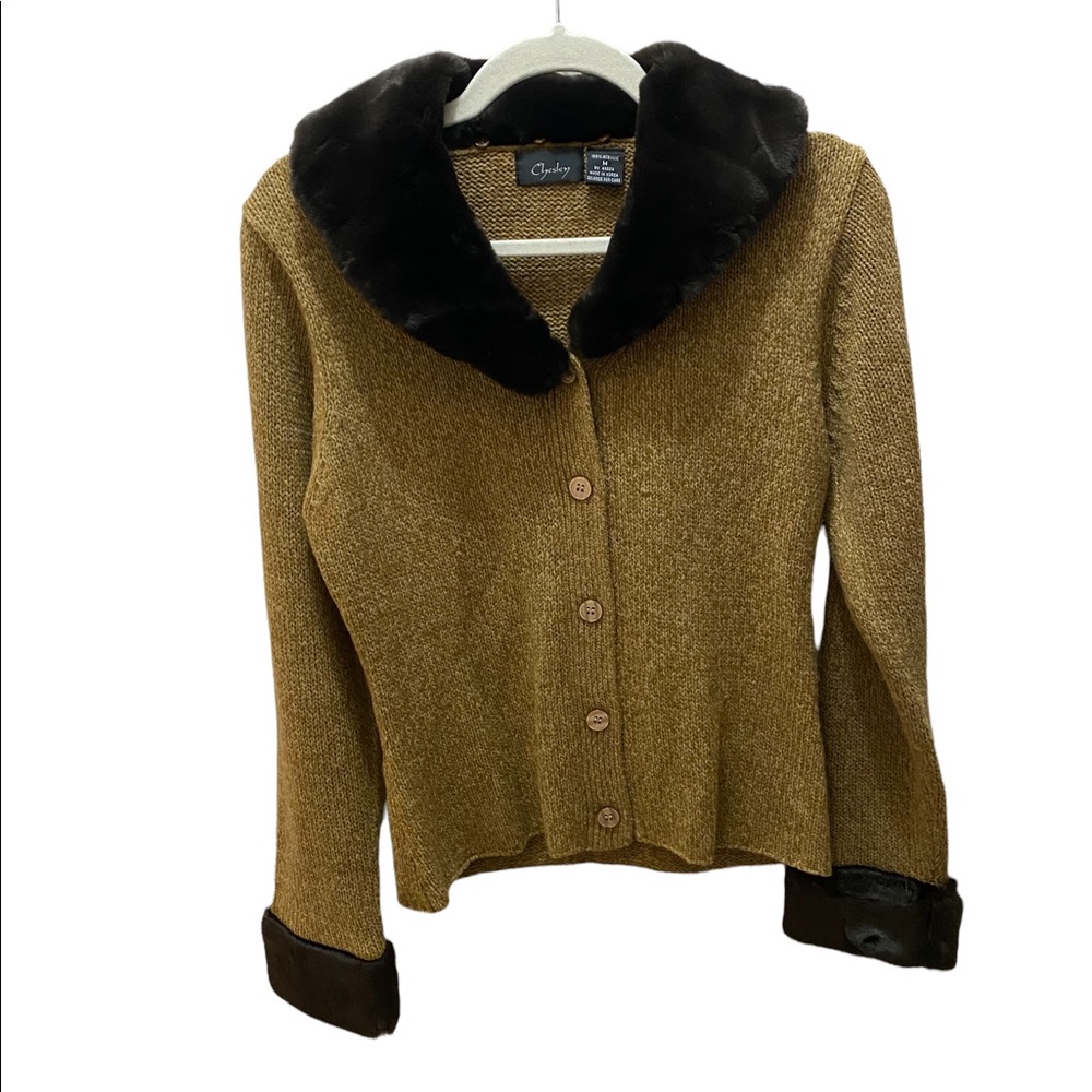 Chesley Button Down Sweater Size Medium Brown.